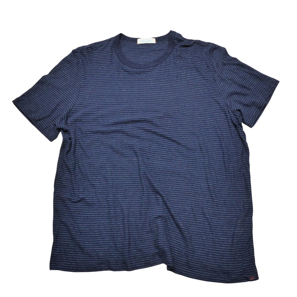 Faherty Shirt Mens 2XL Blue Striped Chambray Tee Cotton Modal Short Sleeve